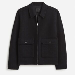 Madewell Men’s Black Boiled Wool Zip-Front Jacket. Size Large